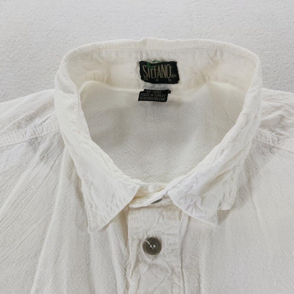 VTG Stefano Made In Turkey 100% Turkish Cotton Beach Lake White Shirt L - Picture 4 of 8